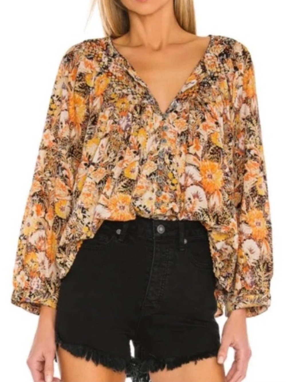 Free People Cool Meadow Floral Printed Blouse Size Medium